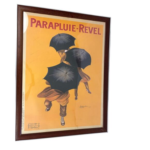 Parapluie Revel Umbrella Rain Lyon France Print 26x34 Framed Antique Vintage Art - Picture 1 of 11